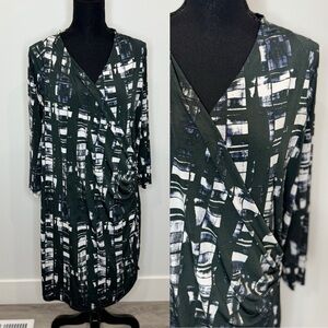 Rachel Roy V-Neck Black Long Sleeve Side Cinch Dress (XL)